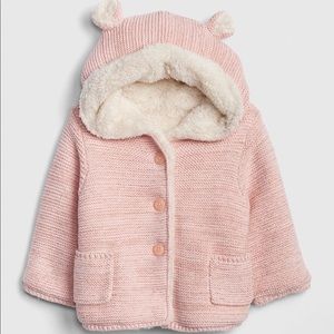 Baby gap knit pink Sherpa sweater 18-24 months